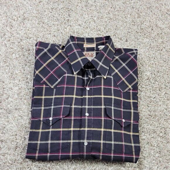 Ely Cattleman Shirt Mens 16/32 Button Up Plaid Multicolor Long Sleeve - Picture 7 of 7